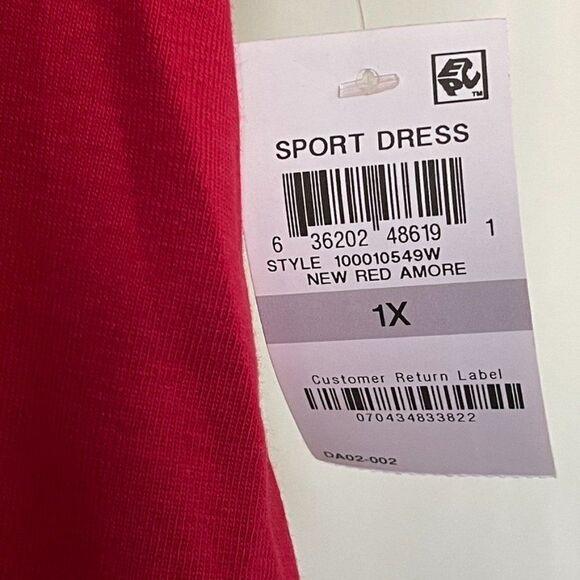 Karen Scott Plus Size Red Cotton Embellished Dress Size 1X - NWOT - Picture 7 of 9